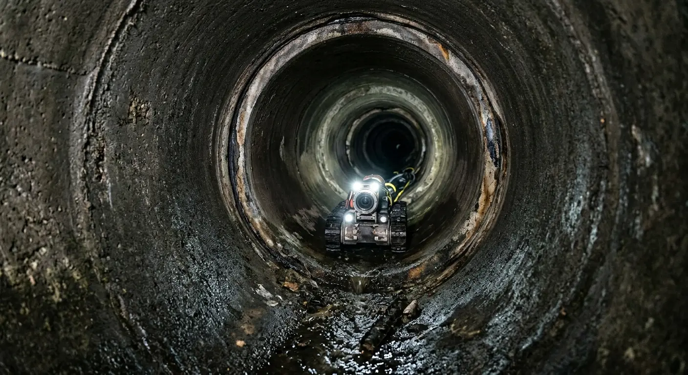 Robotic sewer camera inspecting pipe interior for Drain Snake Service in Lago Vista